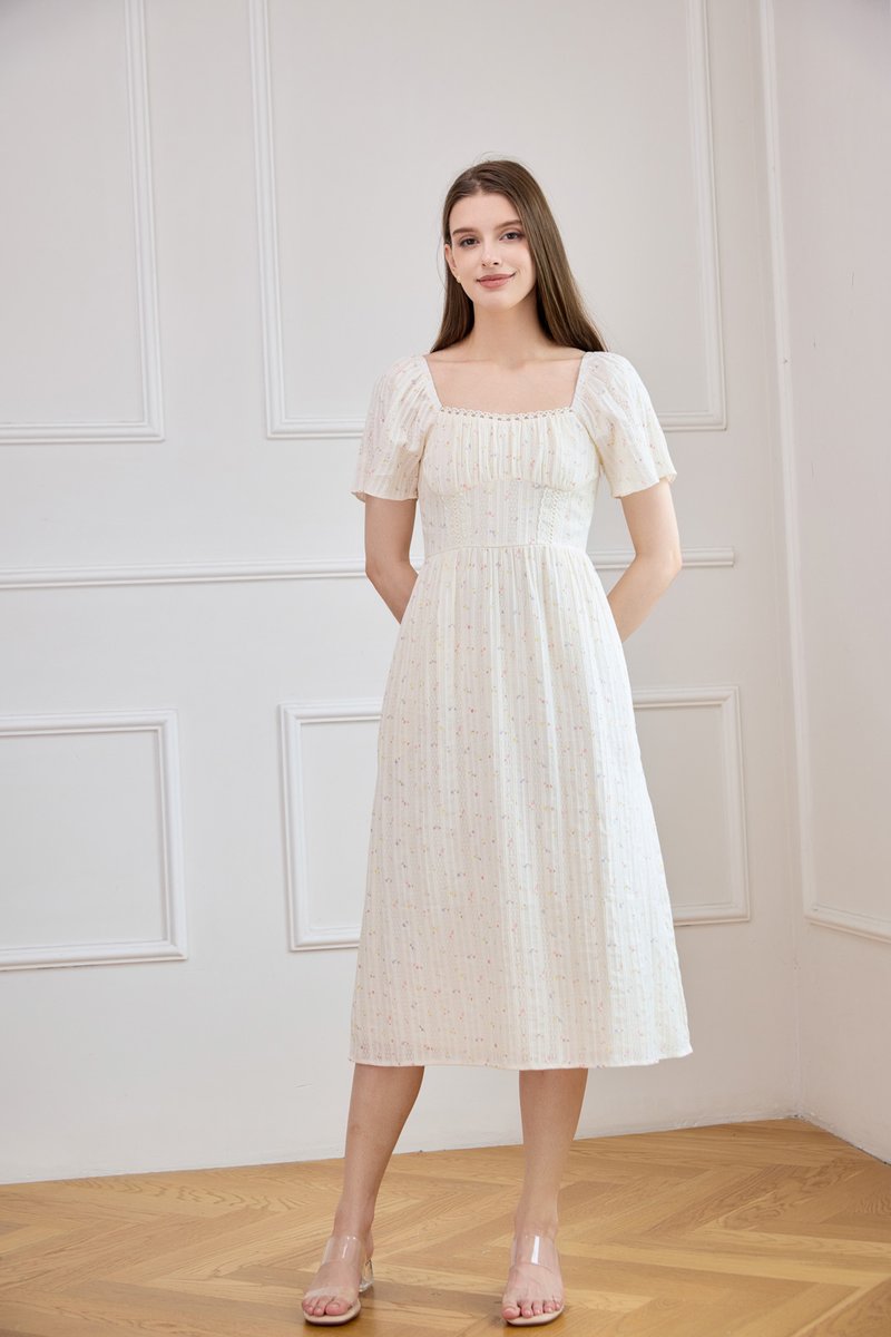 Jazzlyn Crochet Fleur Midi Dress In Cream