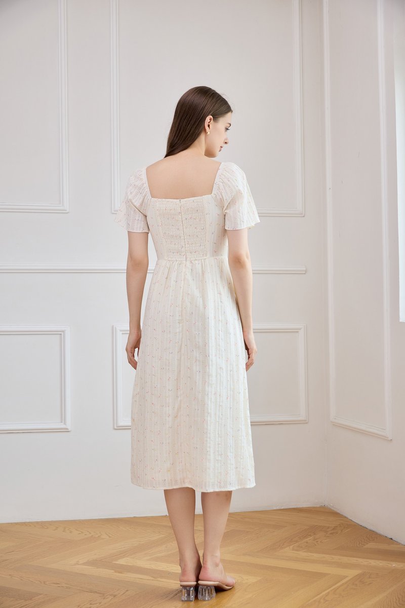 Jazzlyn Crochet Fleur Midi Dress In Cream