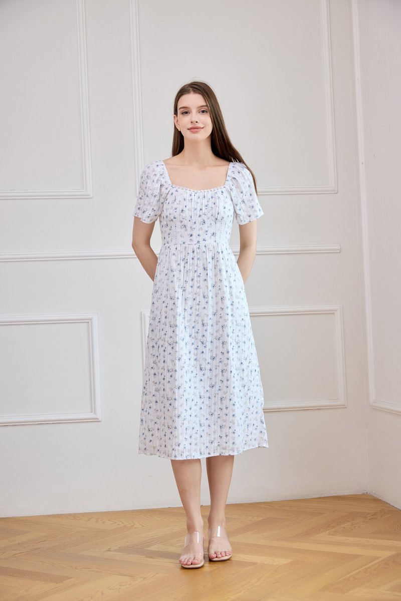 Jazzlyn Crochet Fleur Midi Dress In White