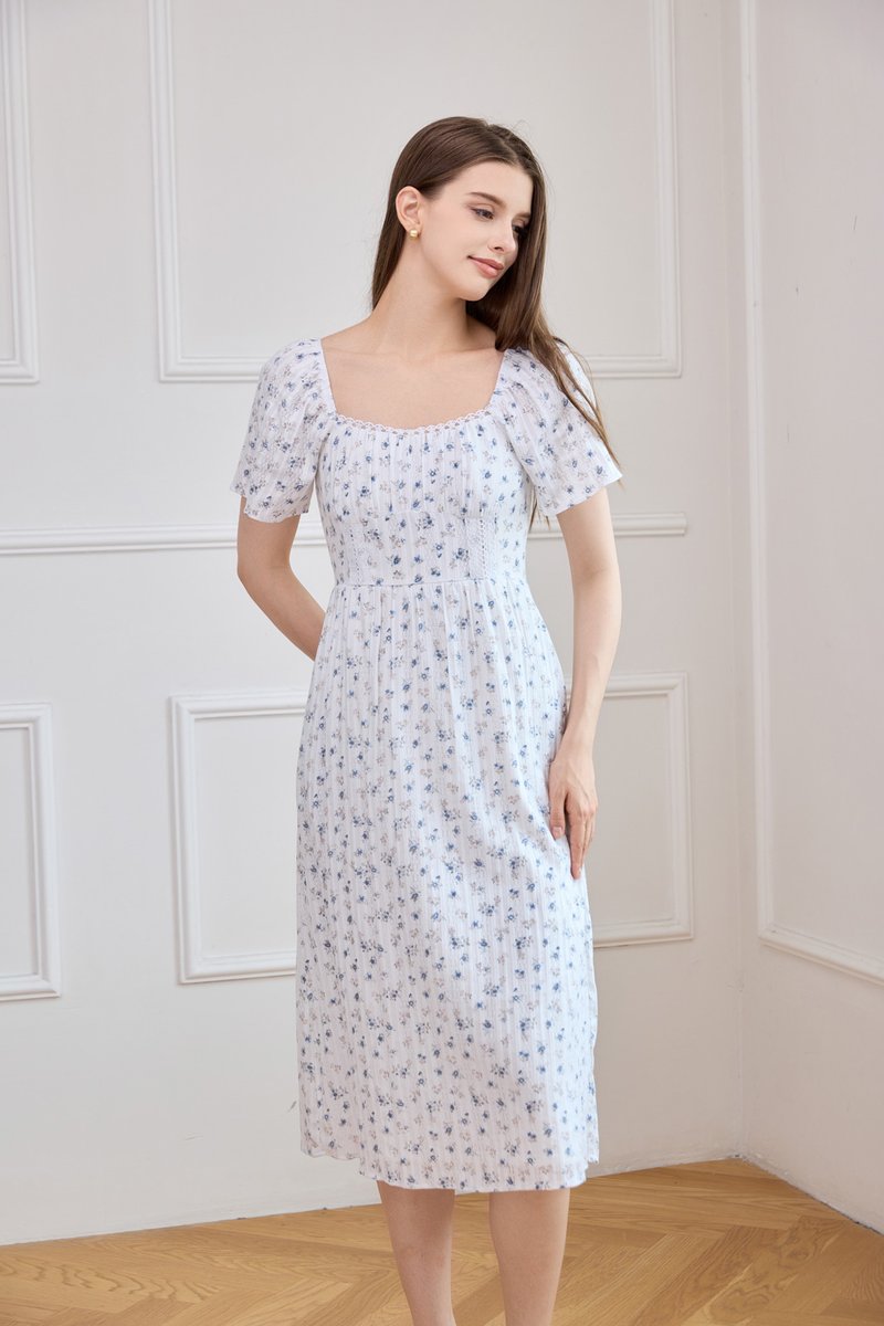 Jazzlyn Crochet Fleur Midi Dress In White