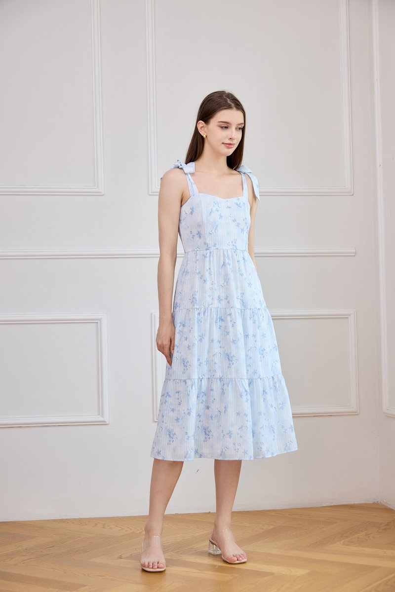 Ximena Butterfly Tiered Midi Dress