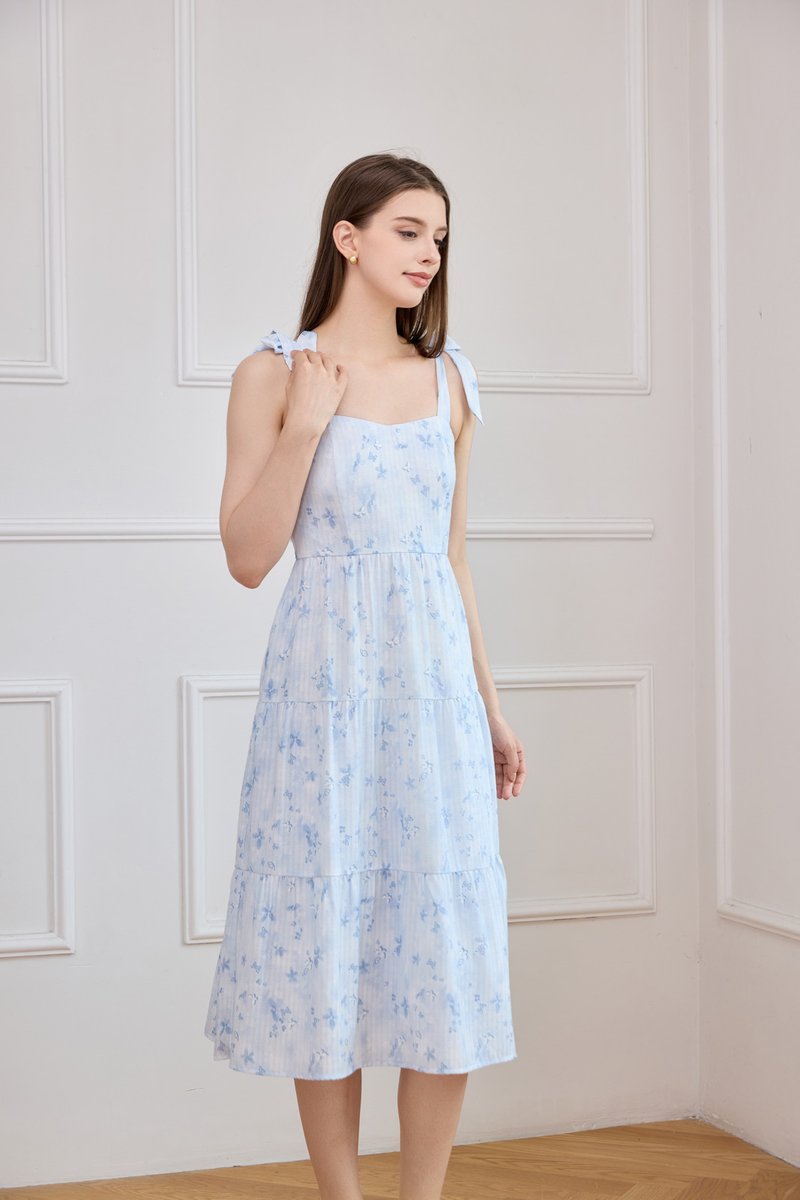 Ximena Butterfly Tiered Midi Dress
