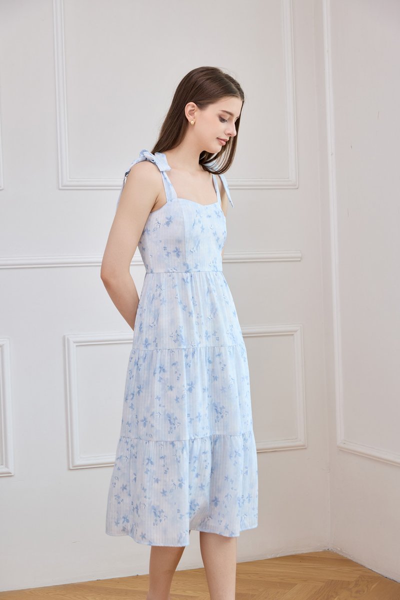 Ximena Butterfly Tiered Midi Dress