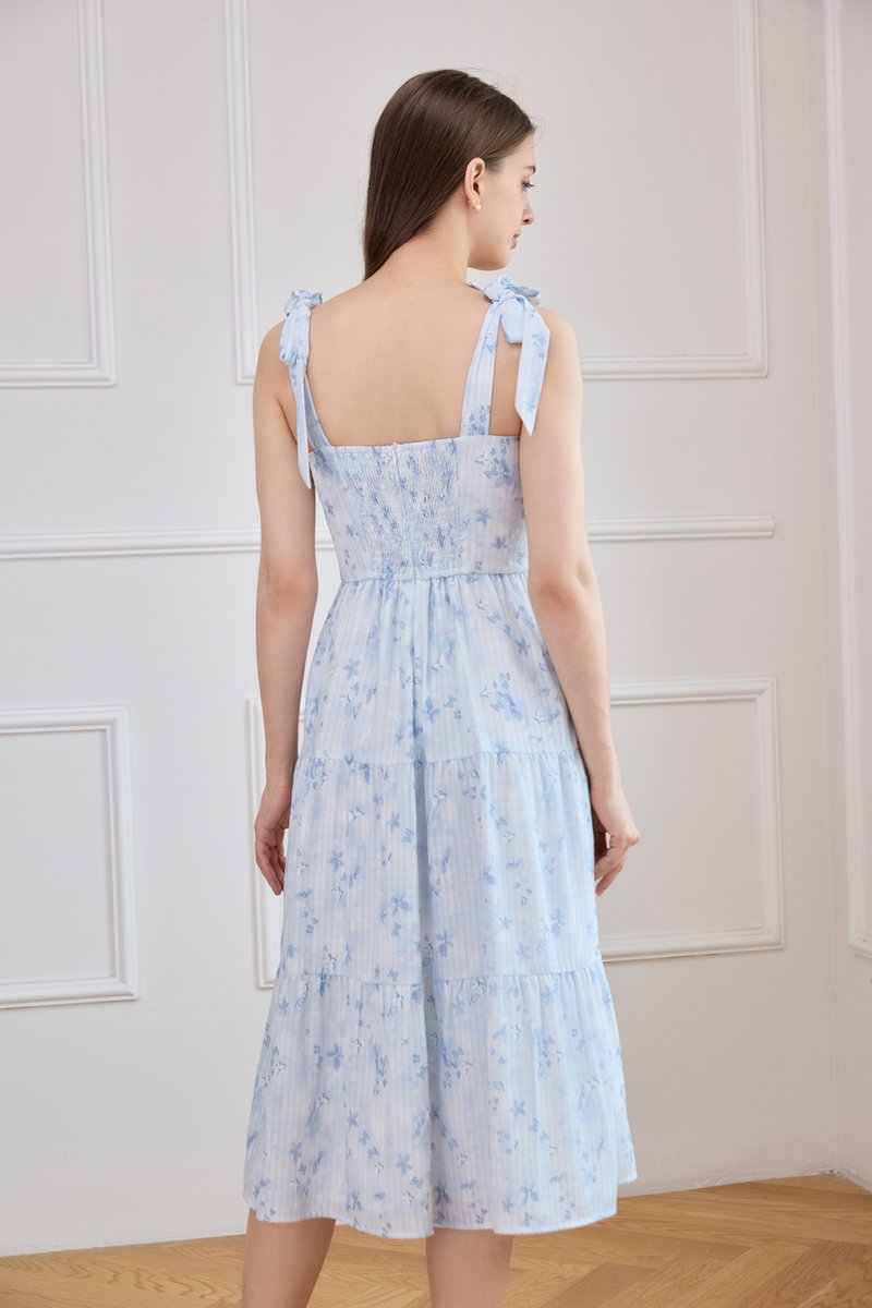 Ximena Butterfly Tiered Midi Dress