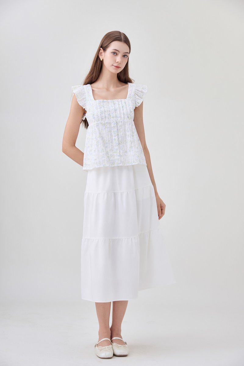 Paz Pleated Button Floral Top