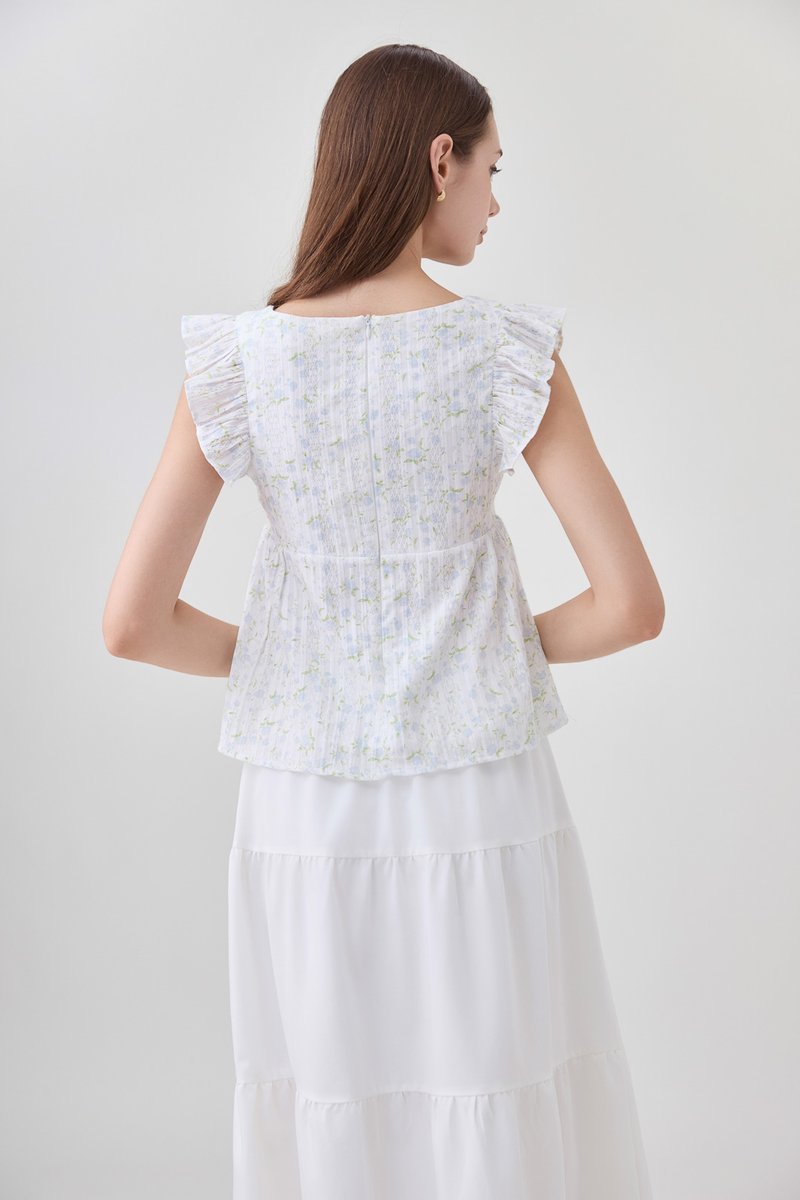 Paz Pleated Button Floral Top