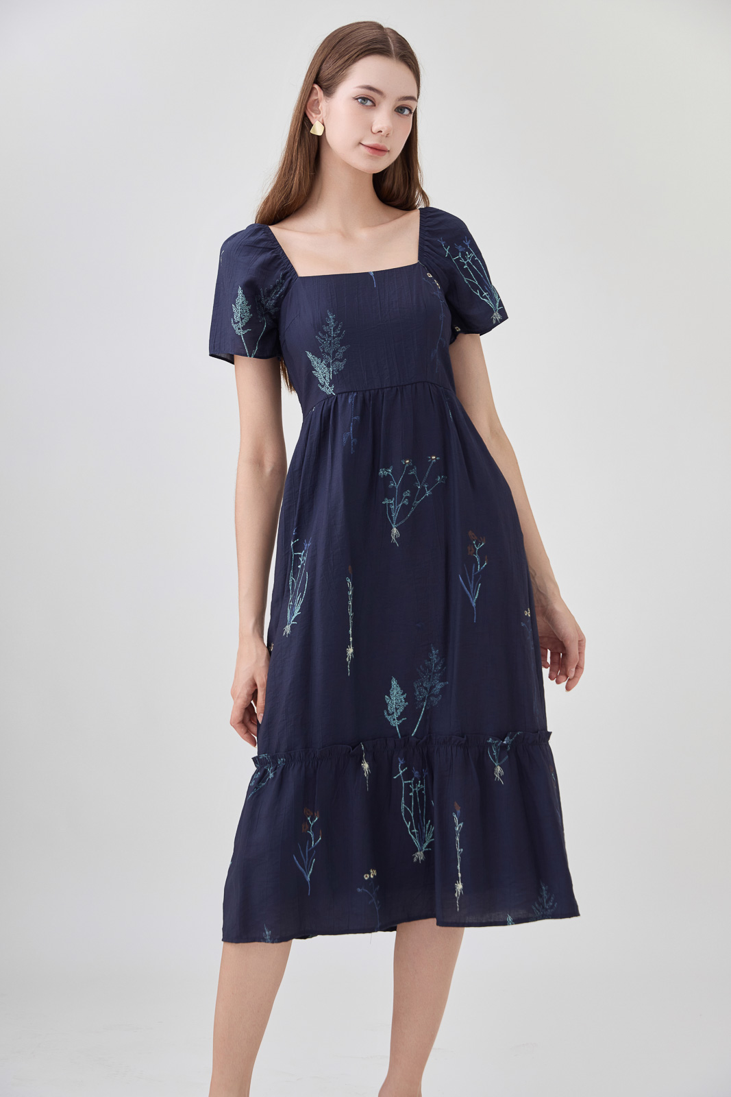 aqua mix bennet midi dress Navy & Cerulean Floral Bennett Midi Dress