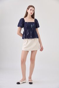 Bennet Botanical Flutter Top In Navy