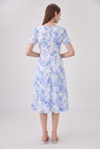 Melanie Floral Printed Faux Wrap Midi Dress