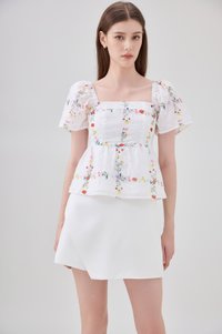 Nevaeh Eyelet Floral Babydoll Top
