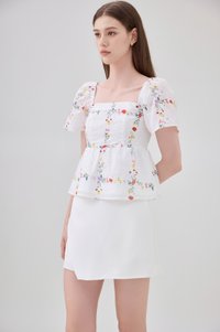 Nevaeh Eyelet Floral Babydoll Top