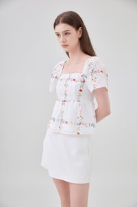 Nevaeh Eyelet Floral Babydoll Top