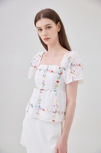 Nevaeh Eyelet Floral Babydoll Top