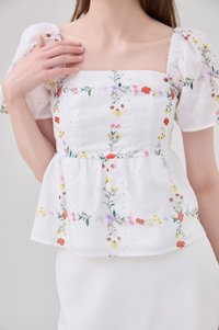Nevaeh Eyelet Floral Babydoll Top