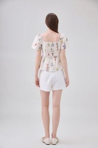 Chaya Botanical Garden Pintuck Babydoll Top In Light Cream
