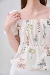 Chaya Botanical Garden Pintuck Babydoll Top In Light Cream