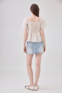 Antonella Pintuck Babydoll Top In Cream