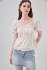 Antonella Pintuck Babydoll Top In Cream