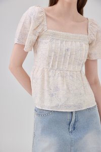 Antonella Pintuck Babydoll Top In Cream