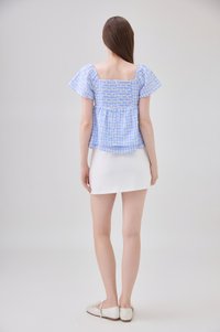 Germaine Eyelet Bow Gingham Top In Blue