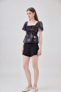 Chaya Botanical Garden Pintuck Babydoll Top In Black
