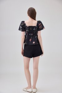 Chaya Botanical Garden Pintuck Babydoll Top In Black