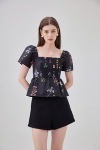 Chaya Botanical Garden Pintuck Babydoll Top In Black