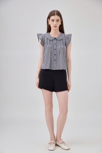 Mariella Gingham PeterPan Double Flutter Top