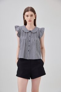 Mariella Gingham PeterPan Double Flutter Top