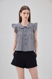 Mariella Gingham PeterPan Double Flutter Top