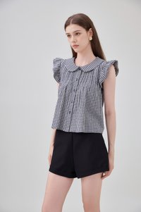 Mariella Gingham PeterPan Double Flutter Top