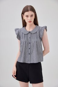 Mariella Gingham PeterPan Double Flutter Top