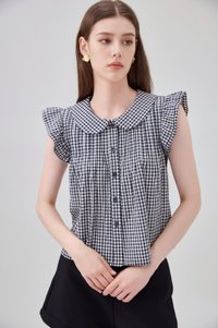 Mariella Gingham PeterPan Double Flutter Top