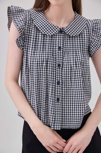 Mariella Gingham PeterPan Double Flutter Top