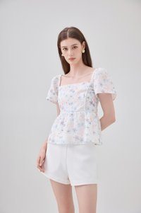 Claudia Lace Trim Floral Babydoll Top