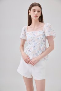 Claudia Lace Trim Floral Babydoll Top