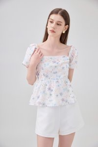 Claudia Lace Trim Floral Babydoll Top
