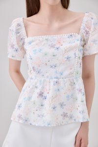 Claudia Lace Trim Floral Babydoll Top