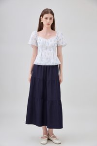 Renata Embroidery Floral Crochet Top In Blue