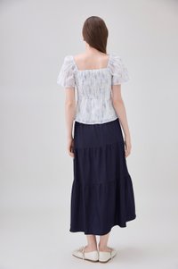 Renata Embroidery Floral Crochet Top In Blue