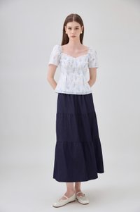 Renata Embroidery Floral Crochet Top In Blue