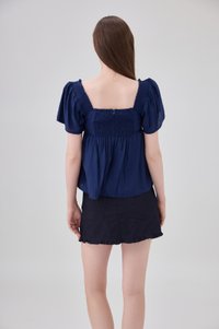 Marlee Textured Pleated Top In Navy