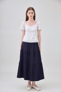 Renata Embroidery Floral Top In Yellow