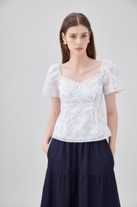 Renata Embroidery Floral Top In Yellow