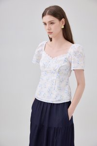 Renata Embroidery Floral Top In Yellow