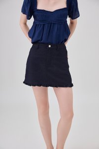 Bexley Ruffles Hem Denim Skort in Dark Wash