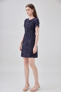 Antonella Pintuck Button Dress In Navy