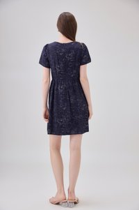 Antonella Pintuck Button Dress In Navy