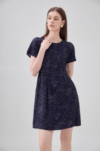 Antonella Pintuck Button Dress In Navy
