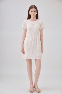 Antonella Pintuck Button Dress In Cream